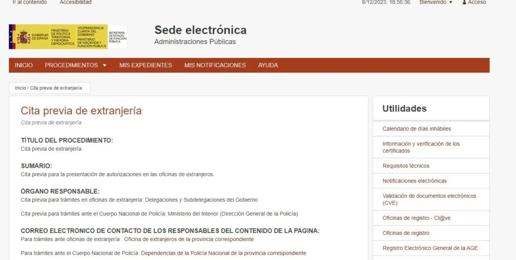 cita previa extranjeria