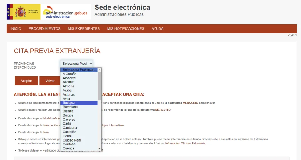 cita previa extranjeria